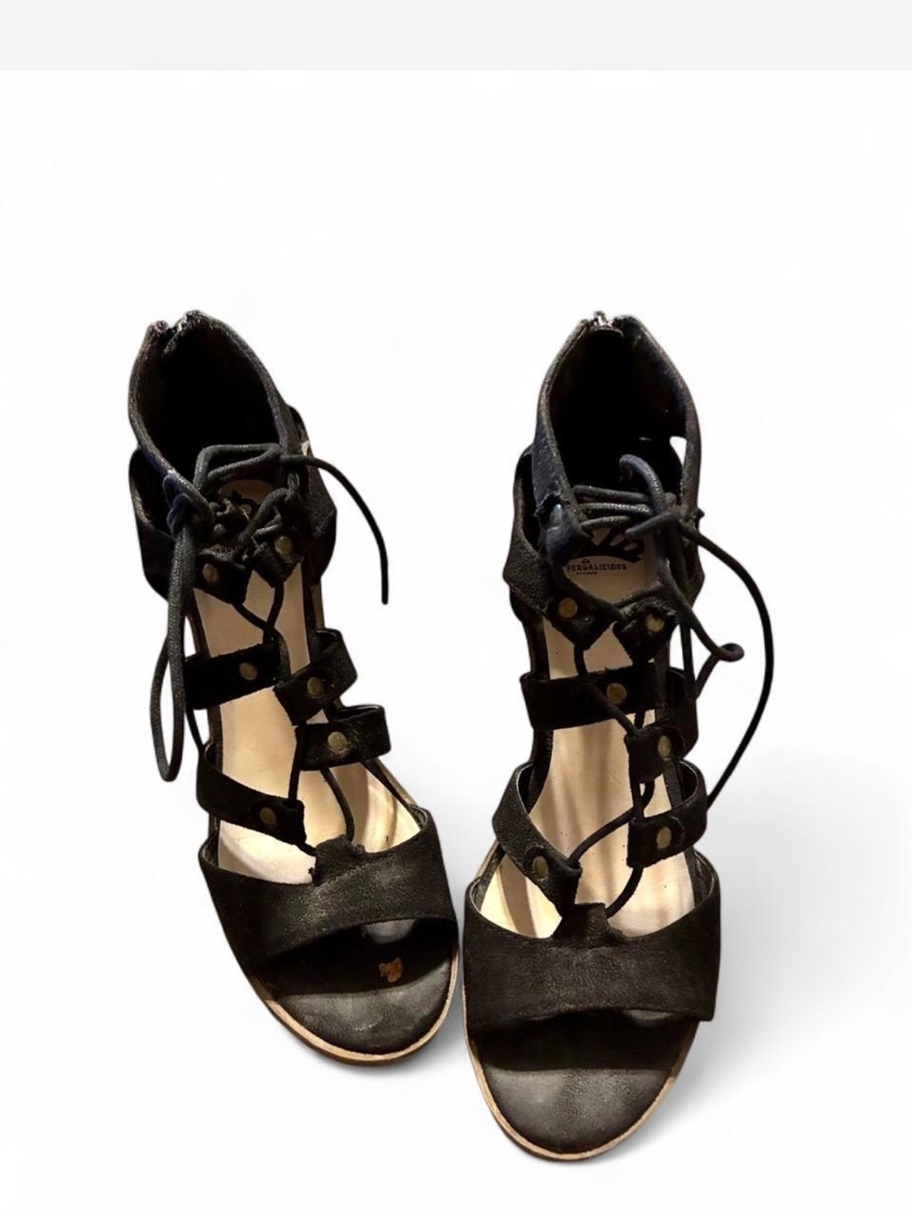 Black Fergalicious by Fergie Lace-Up Gladiator Sandals - Size 8